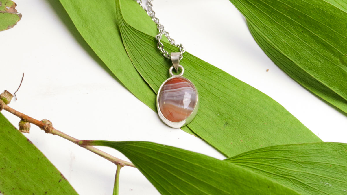 Agate Oval Cabochon Pendant - Agate Creek (banded)
