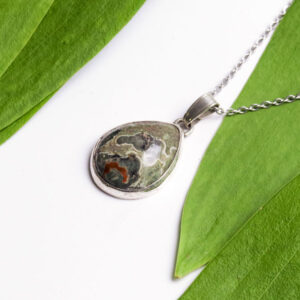 Rainforest Jasper Teardrop Cabochon Pendant