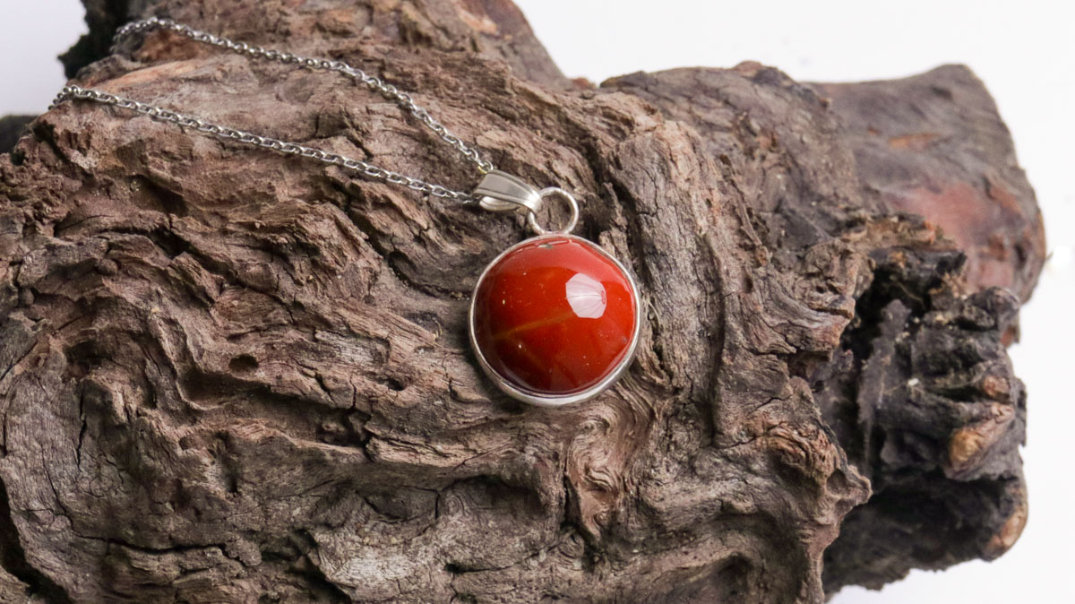 Red Jasper Round Cabochon Pendant