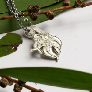Bright-Cut Gum Leaves Pendant – Hand Engraved & Pierced Silver 1