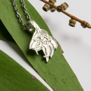 Bright-Cut Gum Leaves Pendant – Hand Engraved & Pierced Silver 2