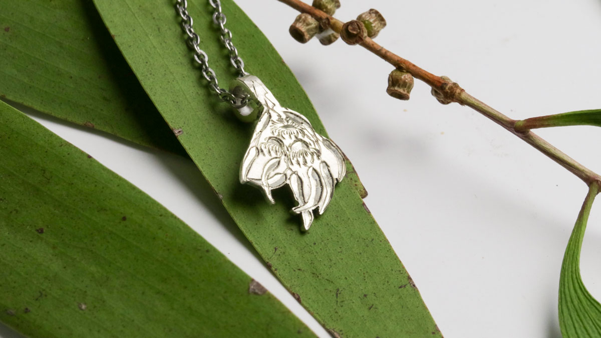 Bright-Cut Gum Leaves Pendant – Hand Engraved & Pierced Silver 2