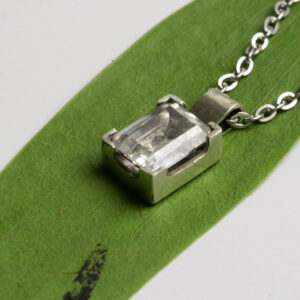 Box Set Emerald-Cut White Lab Sapphire Pendant