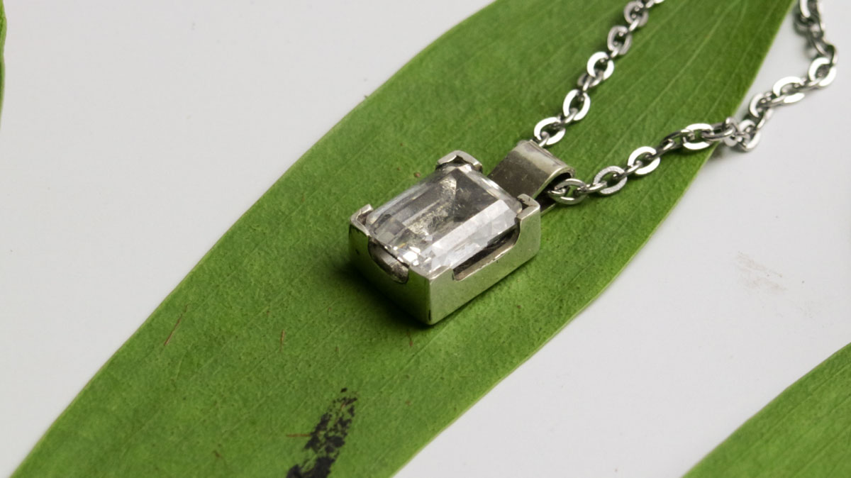Box Set Emerald-Cut White Lab Sapphire Pendant