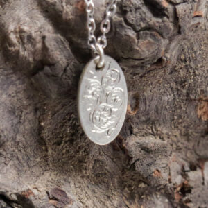 Engraved Scrollwork Oval Silver Pendant