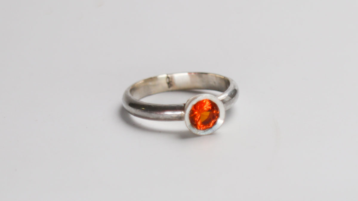 Sunline Solitaire Ring - Padparadscha Lab Sapphire