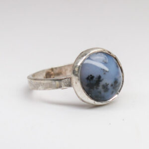 Dendritic Opalite Round Silver Ring – Size M (US 6¼)