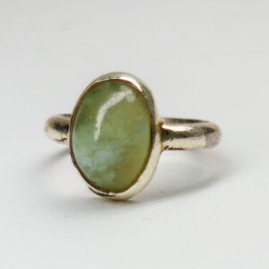 Prehnite Oval Silver Ring – Size J (US 5)