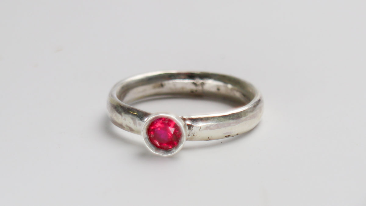 Sunline Solitaire Ring - Red Lab Sapphire