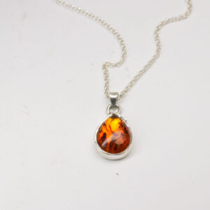 Amber Teardrop Cabochon Pendant