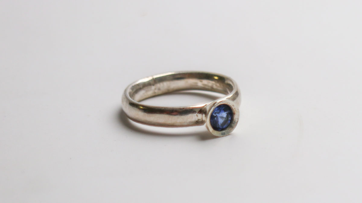 Sunline Solitaire Ring - Cerulean Blue Lab Sapphire